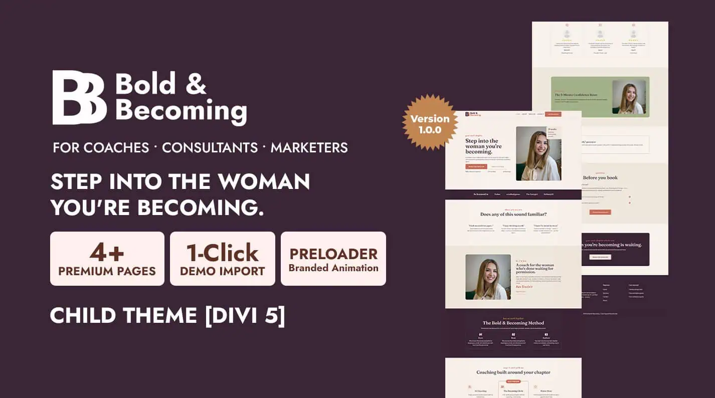 Bold & Becoming Coach Divi Child Theme