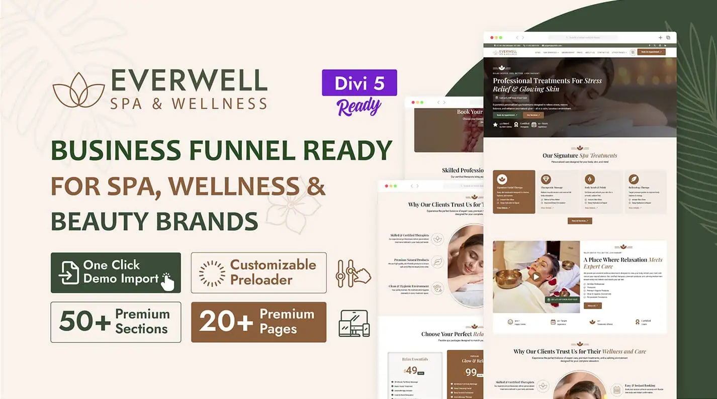 Everwell Wellness, SPA Divi Child Theme