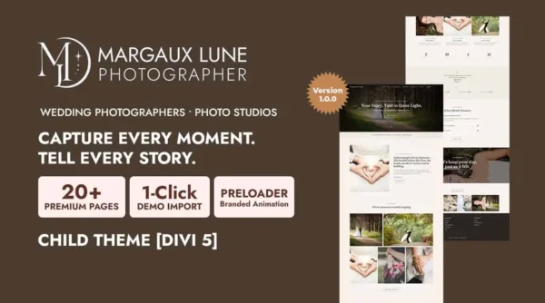 Margaux Lune Wedding Photography Divi Child Theme