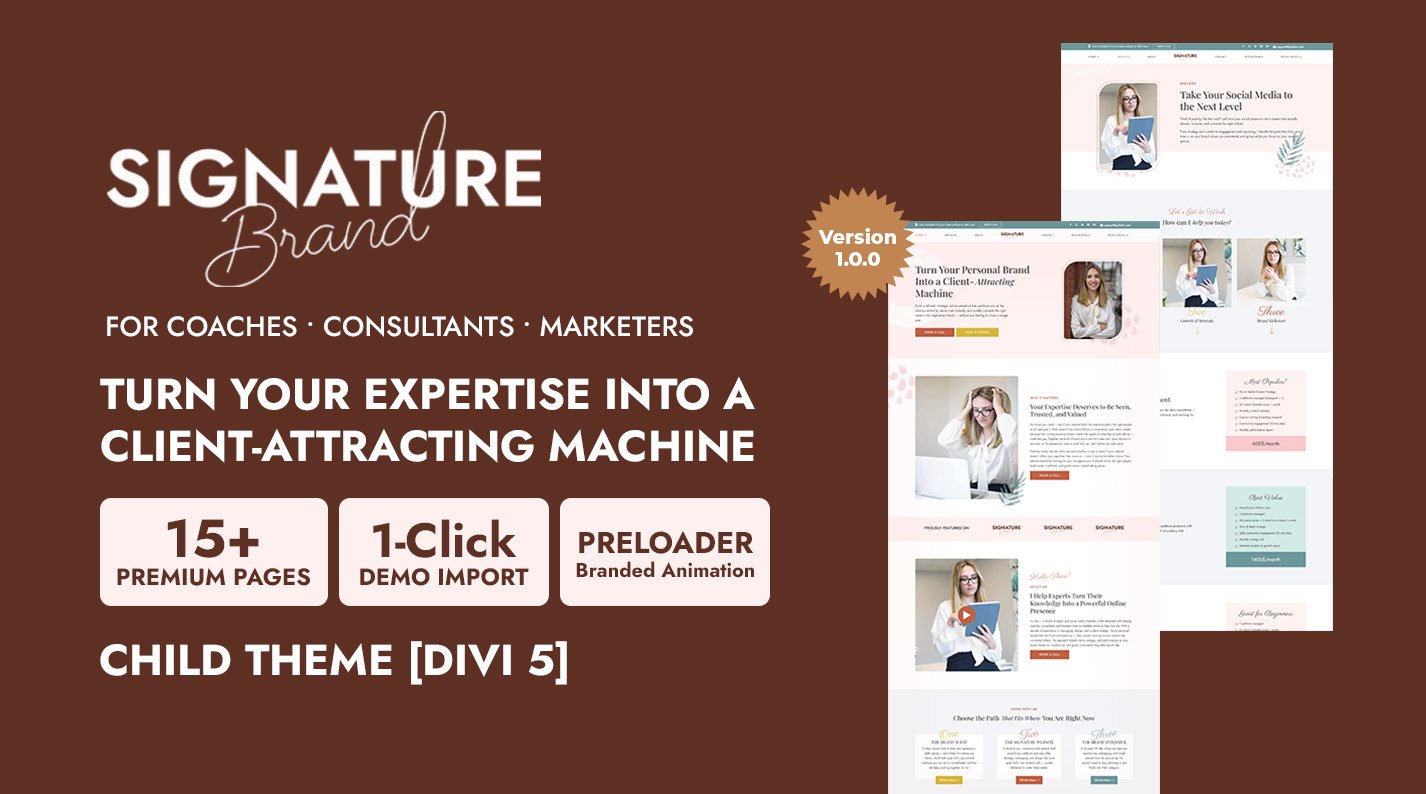 Signature Divi Child Theme for Coaches & Marketers